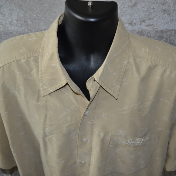 SEAN JOHN LOGO PATTERN CASUAL BUTTON FRONT SHIRT - Picture 2 of 8